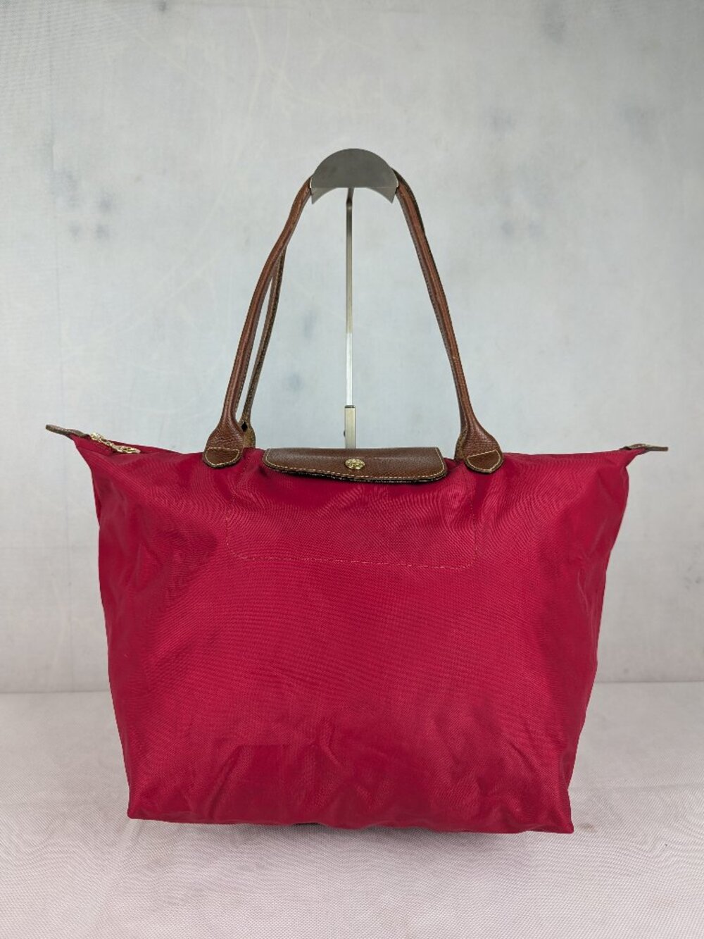 Vintage Longchamp Le Pliage Nylon Tote Shoulder Bag Pink Made in China.